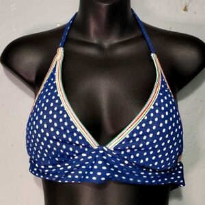 Mossimo Blue Bikini with Rainbow Stripe Top M